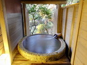天然温泉かけ流しの露天風呂付客室（蘇山郷）